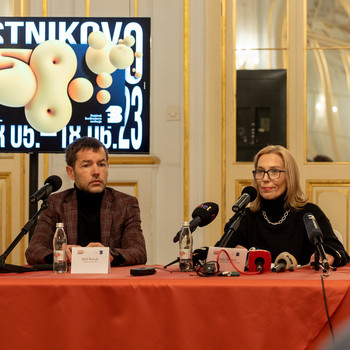 Aleš Novak, umetniški direktor in Vilma Štritof, selektorica tekmovalnega programa <em>Photo: Boštjan Lah</em>