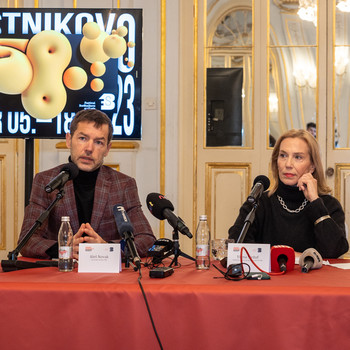 Aleš Novak, umetniški direktor in Vilma Štritof, selektorica tekmovalnega programa <em>Photo: Boštjan Lah</em>